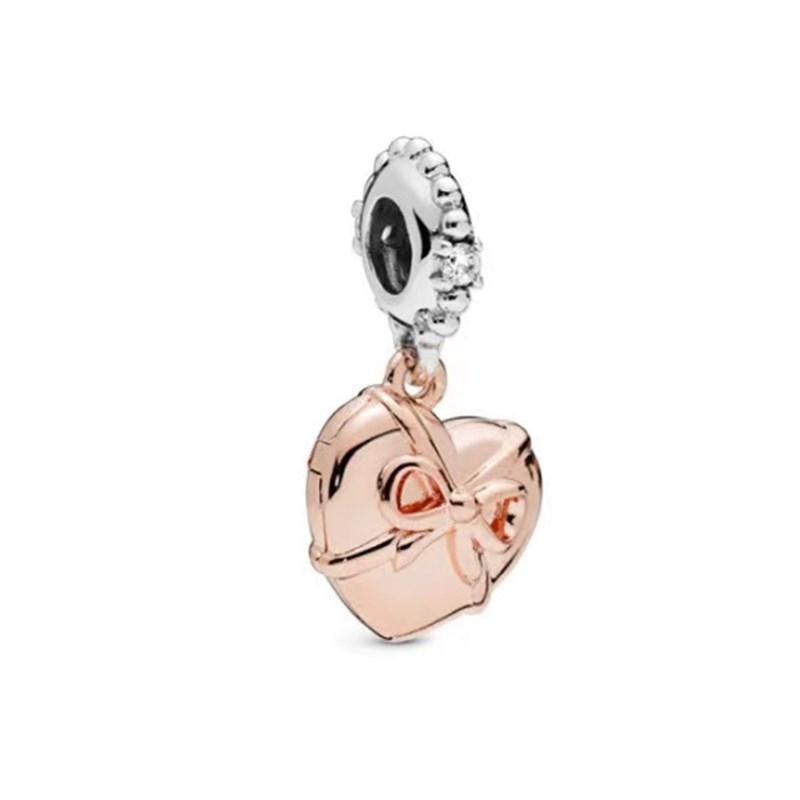 NEUER Rosegold Familienliebe Charm Anhänger Perle Blume Herz Clip Passend für Silberarmband DIY Schmuck Geschenk für Sie