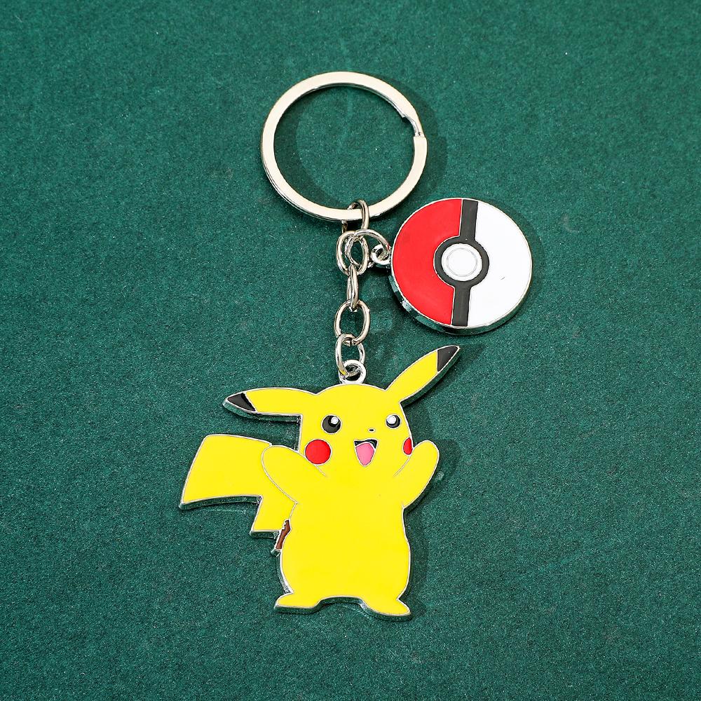 Pikachu Cartoon Metal Pendant Keychain Anime Keyrings Car for Backpack Key Holder