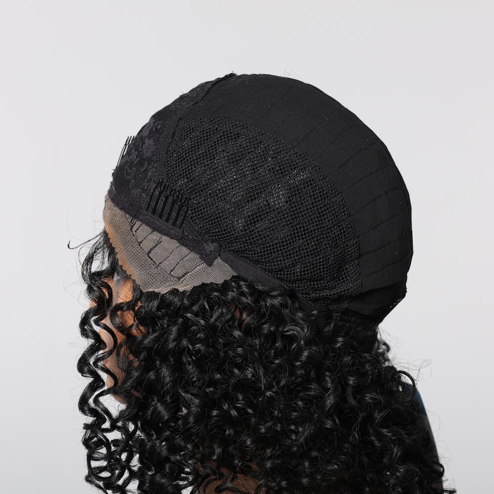 ALAN EATON  13x1  Lace Front Wig Black Short Deep Curly Wigs for Black Women Hair Daily Party High Density Heat Resistant