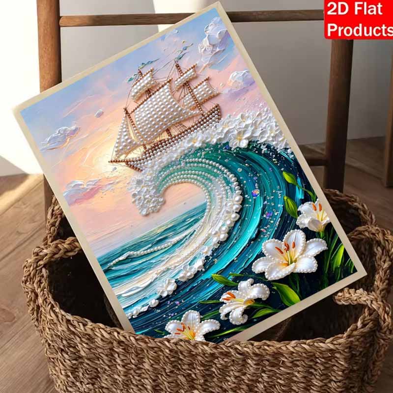 Pintura de perlas de velero DIY hecho a mano pintura de arte de perlas pegatinas decoración del hogar regalos
