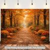2D Warm Autumn Path with Pumpkins & Flowers Backdrop Photo Background