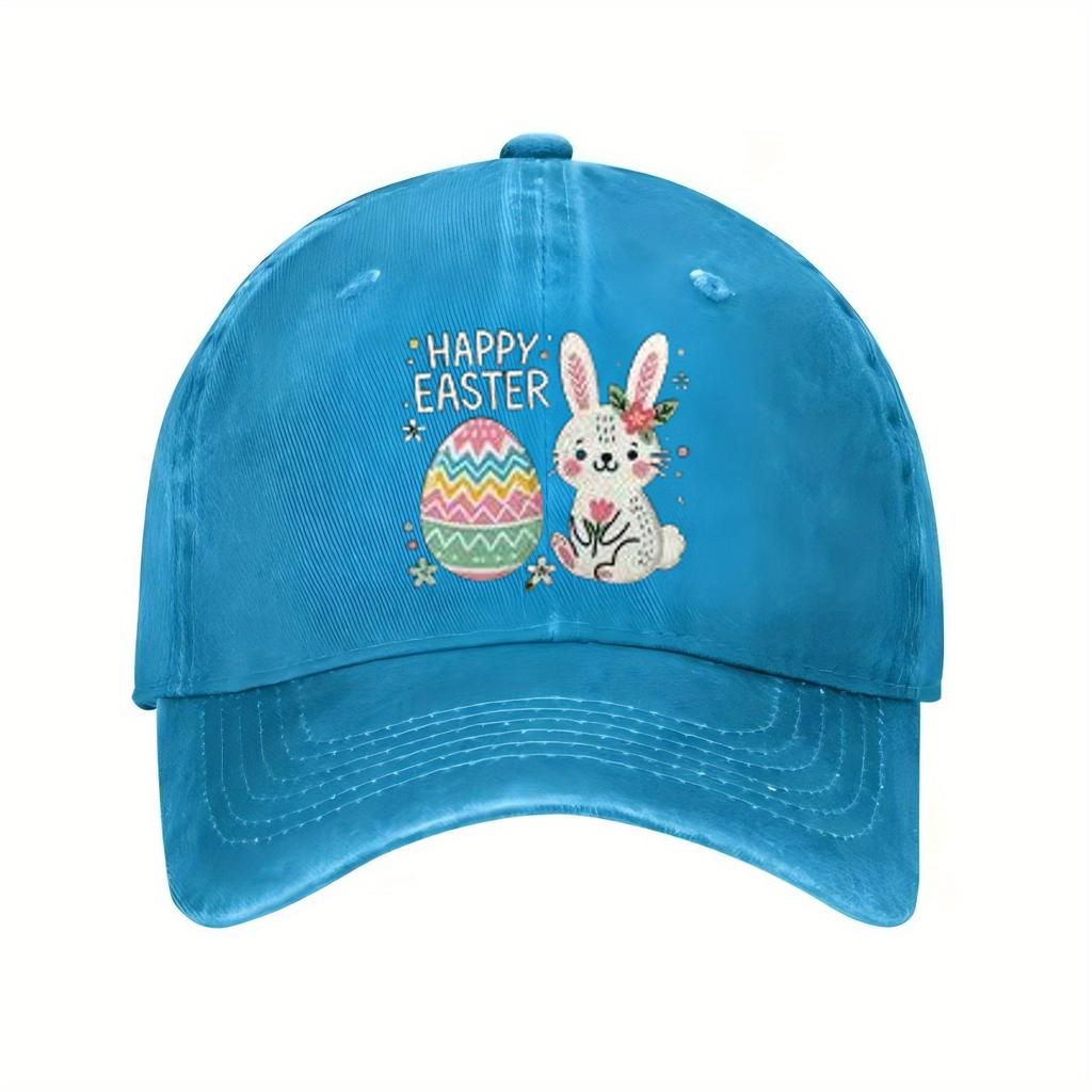 Happy Easter Bunny Egg Baseball Cap Unisex Polyester Casual Print Sun Protection Adjustable Festival Hat