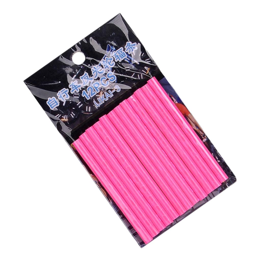 12PCS/Bag Bicycle Wheel Spokes Reflective Sticker Tube Strip Warning Light DIY 7.5cm MTB Cycling Reflector Reflective Safety Kit