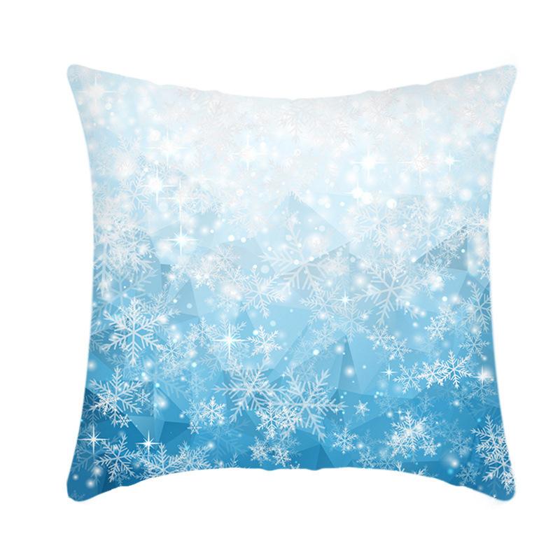 Christmas Blue Ice Snow Deer Digital Printing Short Plush Pillow Covers For Car Sofa Office Cushion Cover Home Goods 60X60Cm