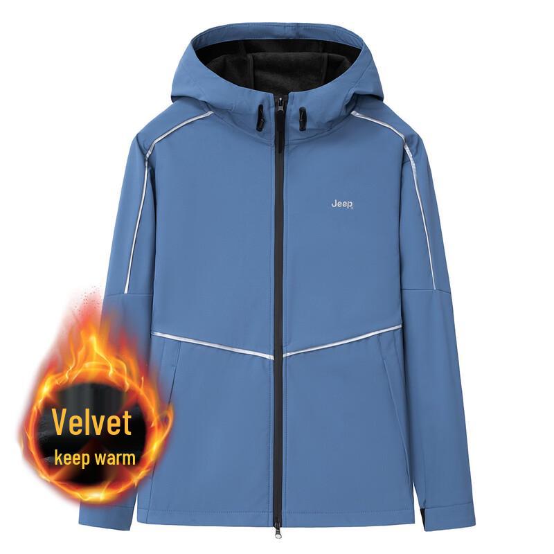 JEEP Men s Hooded Thickened Fleece-Lined Winter Jacket 2XL
