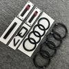 A Q7 4Ring logo ABS Black Car Hood Front Grill Emblem Rear Trunk Badge Sticker Q7 Mark Quarrto Sline Emblem For Q7 2016-2023