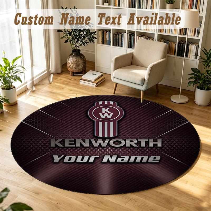 Round Rug Custom NameKenworth Pattern Non Slip Carpet Home Floor Decor