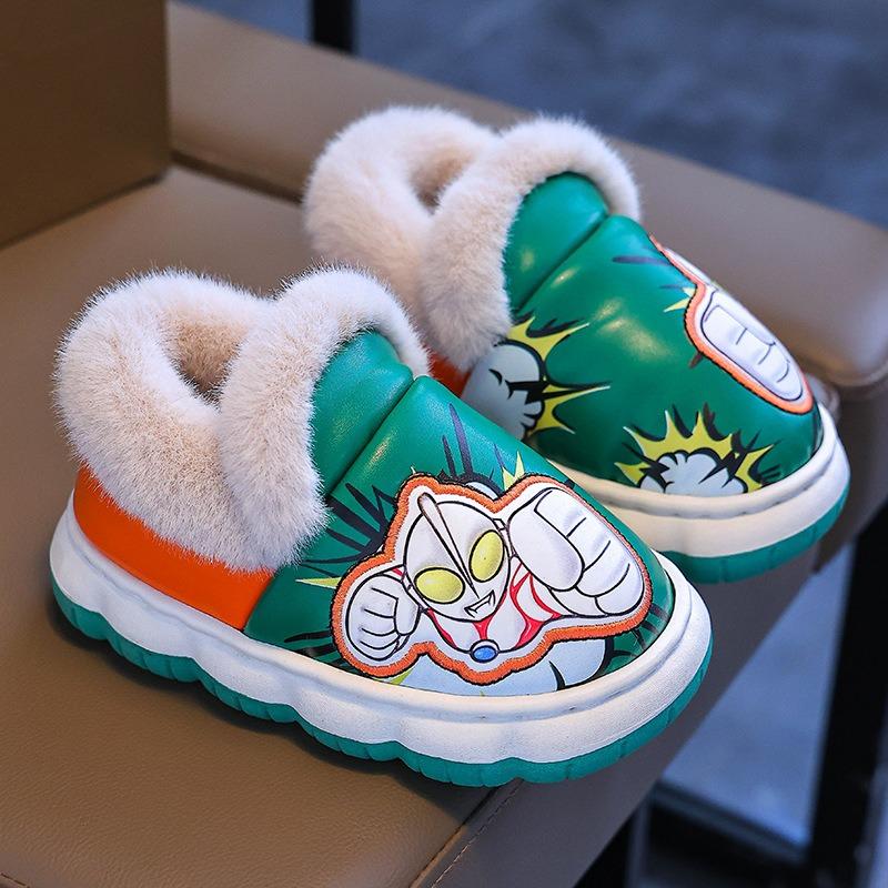 

Детские хлопковые тапочки зимние для дома с плюшевой подошвой size 36/37