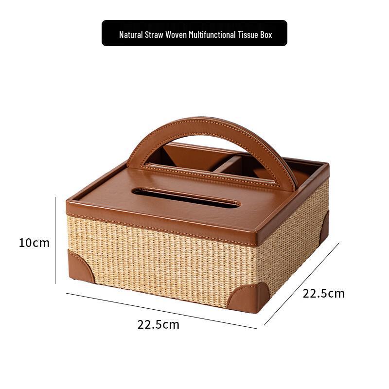 

Qiaomeiren Elegant Straw Woven Multi-functional Tissue Box