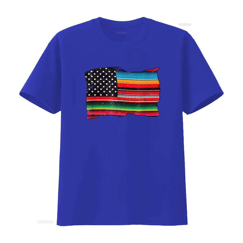 Mens Mexican American Chicano Sarape Flag T Shirt Vintage Washed Stretched Comfortable Graphic Soft Stylish Casual Unisex