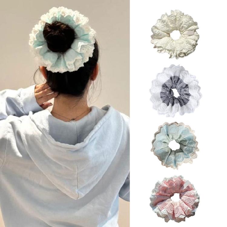 Scrunchies Blue Lacework Multi Layer Hair Tie Hair Rope Scrunchies Costume
