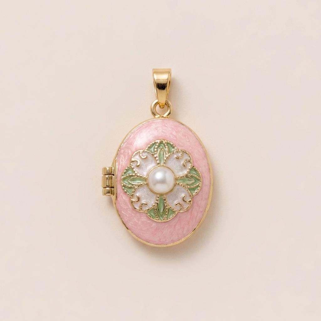 European & American Open-Face Pocket Watch Heart Pendant with 18K Gold Color Retention & Colorful Dripping Oil Painting Design