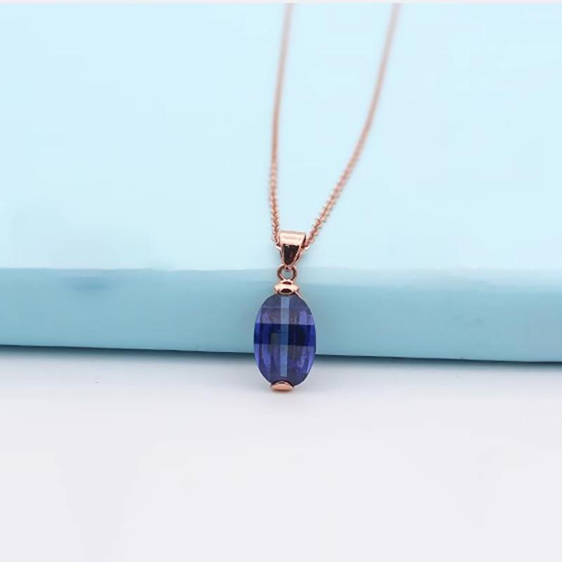 

Exquisite Russian Purple Gold Sapphire Pendant Atmospheric Fashion Versatile Plated Rose Gold Ingot Pendant Jewelry Women (single pendant)