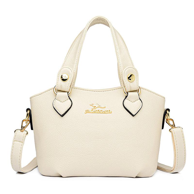 

Европейская и американская ретро-сумка женская 2025 новая повседневная модная сумка из мягкой кожи на плечо кроссбоди для мамы среднего возраста большая сумка белый