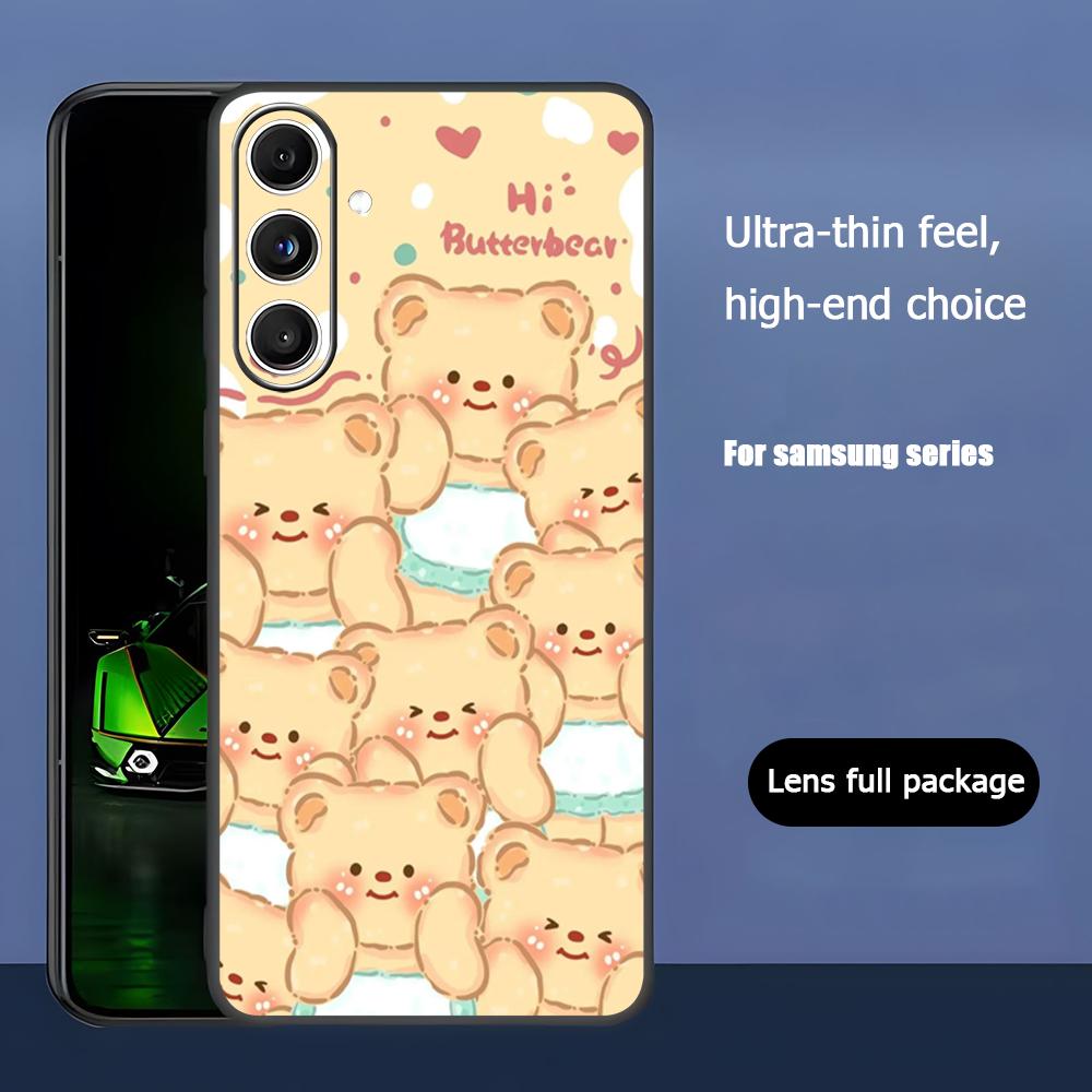 Brand B-Butter Bear Cartoon Phone Case For Samsung Galaxy S26 S25 S24 S23 S22 S21 Plus Ultra Note20 Soft Black