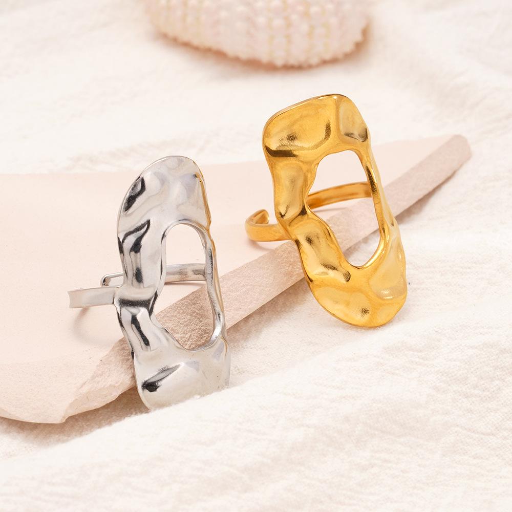 Stainless Steel Women's Luxury European-American Style Cross Irregular Ring