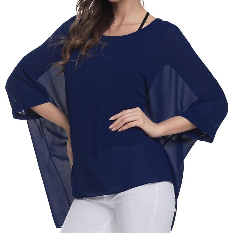 

Винтажные шифоновые туники блузки для женщин с рукавами «летучая мышь» летние рубашки в стиле бохо пляжные накидки One Size