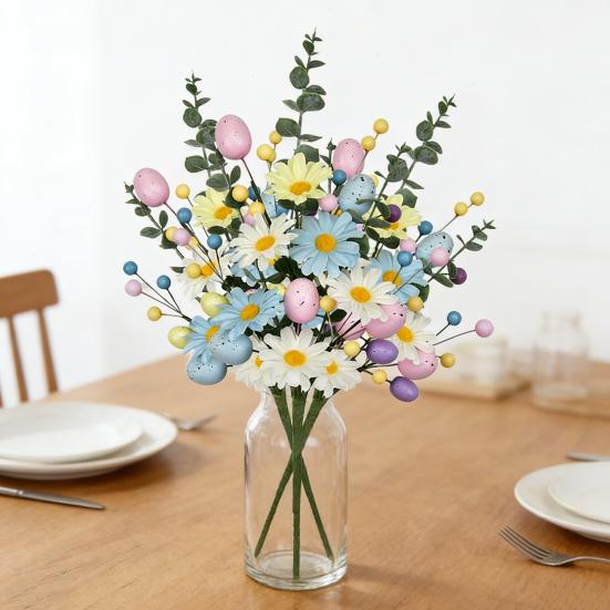 Easter Egg Stems Spring Artificial Floral Picks Simulated Foam Egg Branch for Home Vase Filler Table Centerpiece
