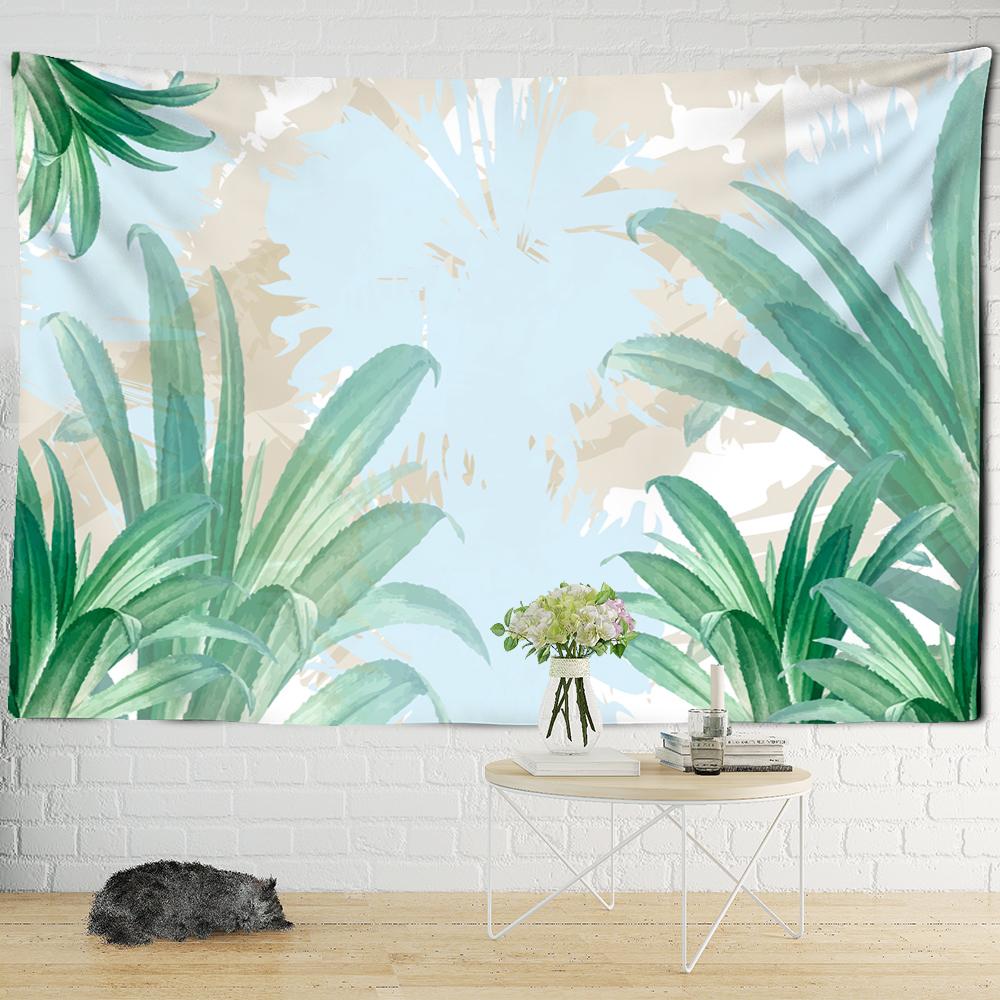 Tapiserie Plantă Floare Frunză Verde Frunză de Palmier Plante Tropicale din Asia de Sud-Est Agățătoare de Perete Mandala Fundal TV Tapiserie de Perete