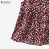 ZANZEA Women Casual Square Collar Cap Sleeve Summer Floral Blouse