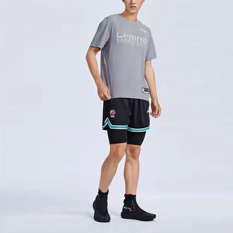 Li Ning CBA Series 2022 CBA Game Shorts Logo Sports Basketball Shorts Men Shorts Black AAPS143-2