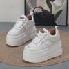 Fashion 12CM Air Mesh Genuine Leather Women Casual Platform Wedge Hidden Heel Summer Shoes Chunky Sneakers Fashion Hollow Sandals