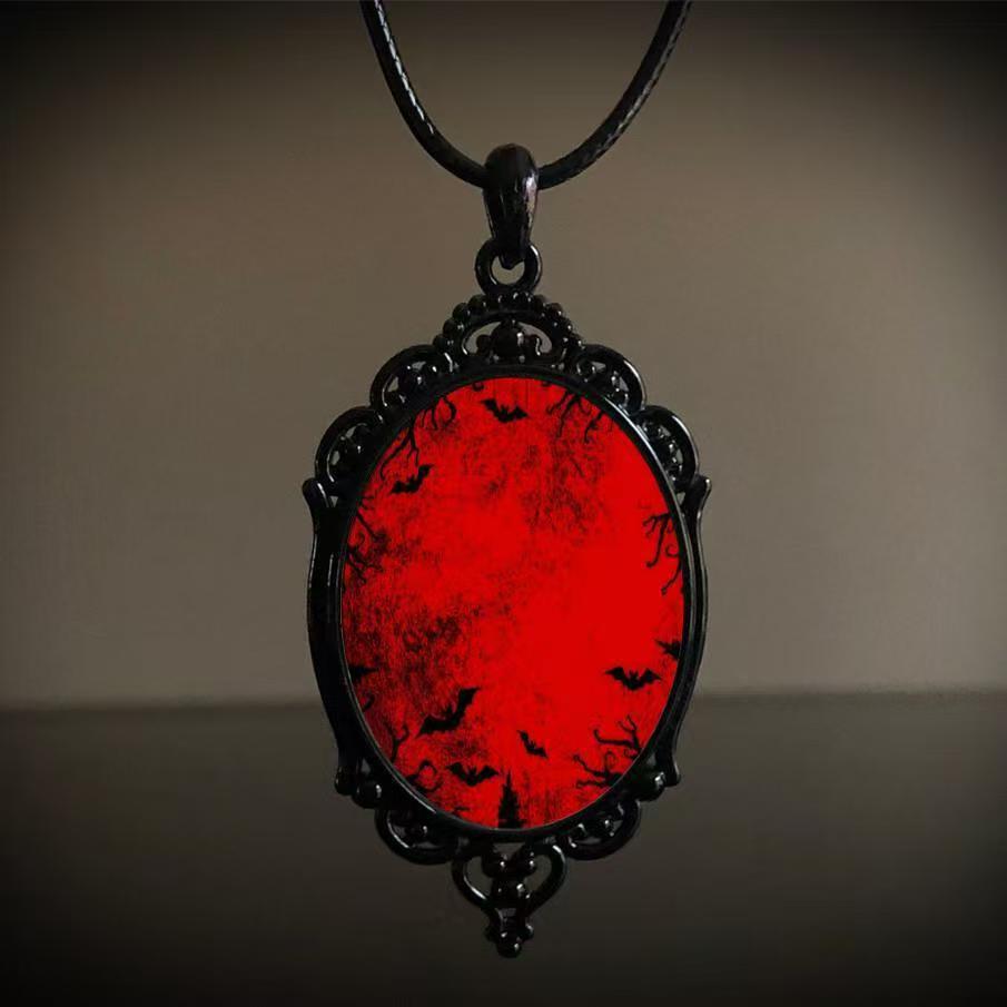 Collier Pendentif Gemme du Temps Motif Chauve-Souris Sombre Bijoux