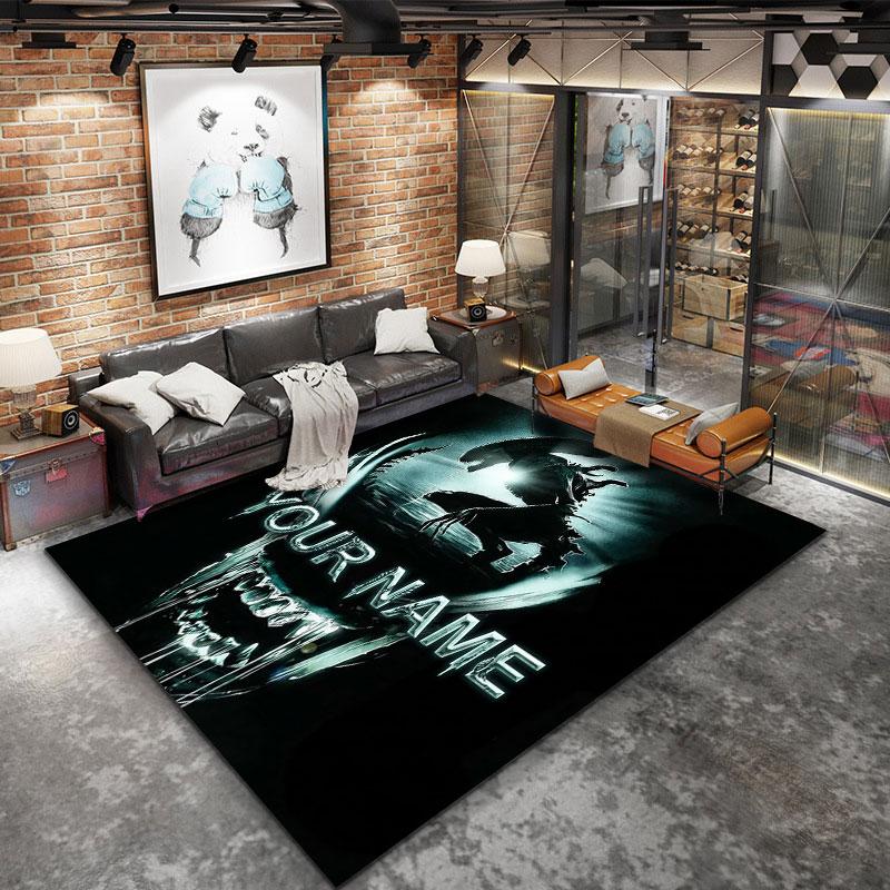 Alien Artwork Custom Name Carpet Rug For Living Room Bedroom Home Sofa Decoration Kids Play Nonslip Floor Mat