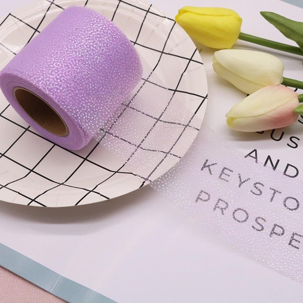 6CM 25Yards Glitter Dot Tulle Roll DIY Craft Gifts Packaging Material New Crystal Sequin Ribbons