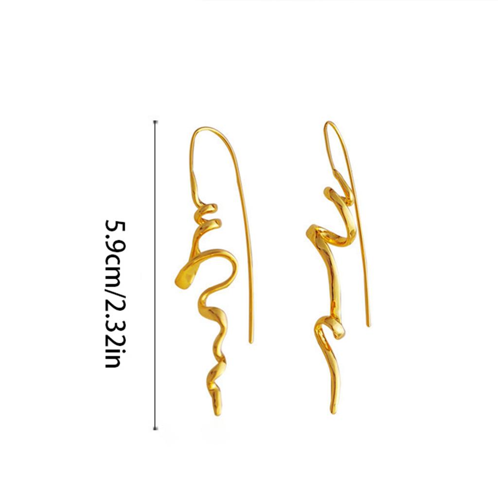 Chic Wave Drop Earrings Statemen Curved Gold/Copper Color Simple Design Earrings For Women's Daily Wear