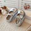 British Style Korean Little Girls Rhinestone Heart Princess Soft Sole Leather Shoes