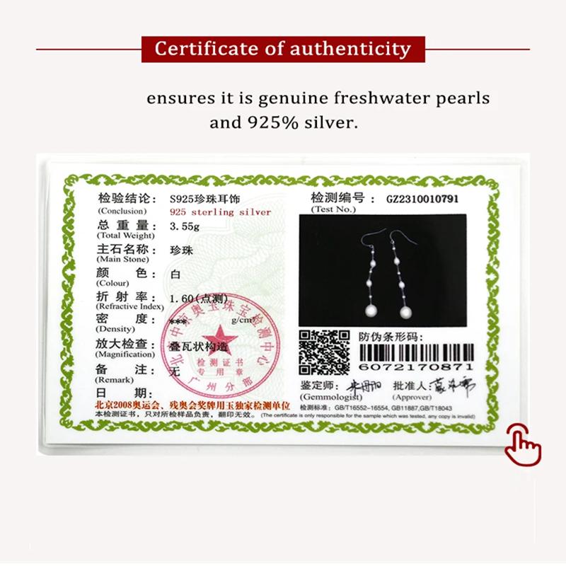 Длинные серьги из стерлингового серебра 925 пробы с натуральным пресноводным жемчугом — фото 8