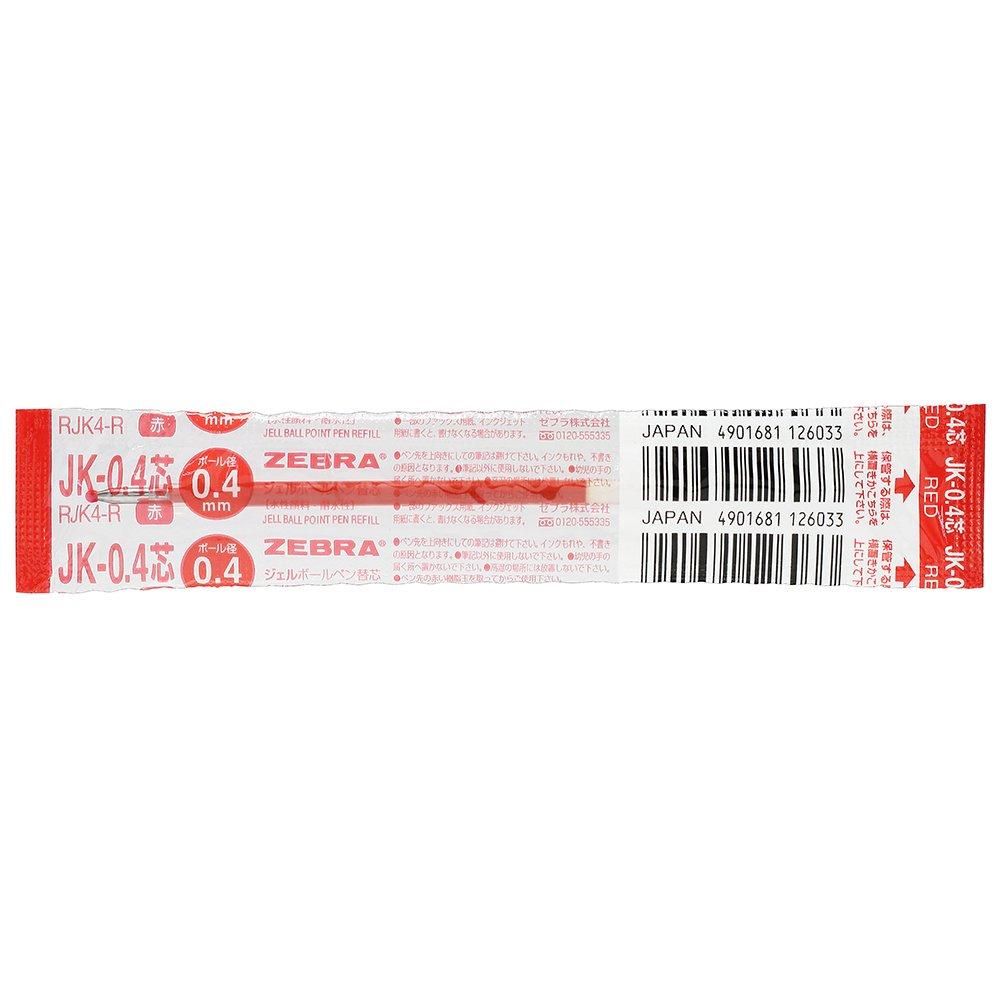 Zebra Gel Ballpoint Pen Refills, Multi-Color Multi-Function, JK-0.4 Lead, Red, 10-Pack, B-RJK4-R