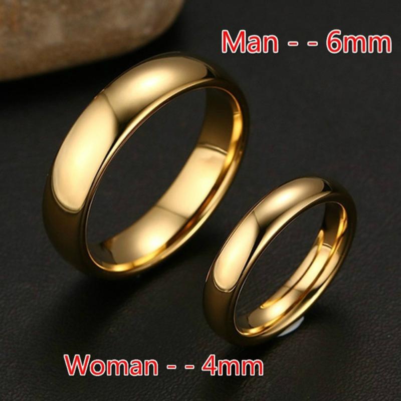 Bagues Simples en Acier Inoxydable de Haute Qualité Couleur Or pour Hommes Femmes Bague de Mariage Exclusive pour Couple Bijoux de Mode