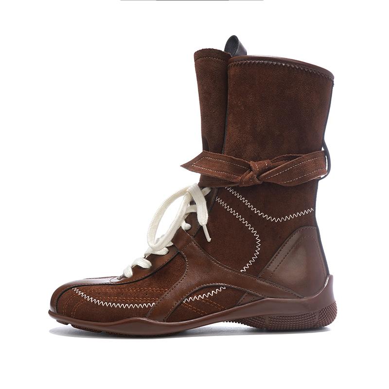 

Blue cabinet version~ inner height increase duck hunting boots women s ins versatile color matching strap boxing boots outdoor tooling Martin boots 35 коричневый