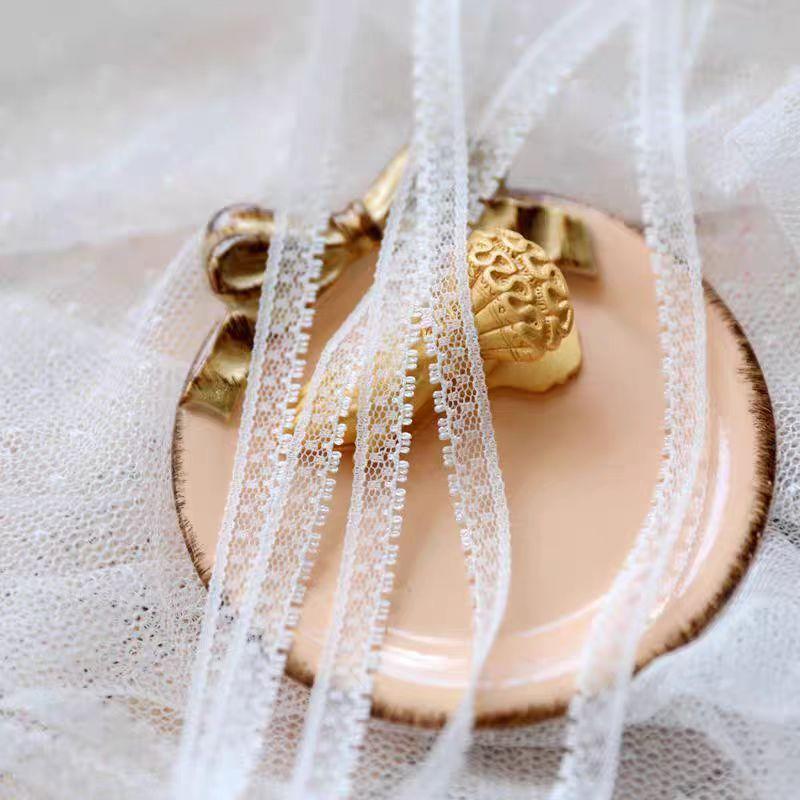 

5 ярдов Белый Черный Розовый Кружево Мелкий Горошек Полиэстер Высококачественное Кружево Украшение DIY Аксессуары Ширина 0.8см белый