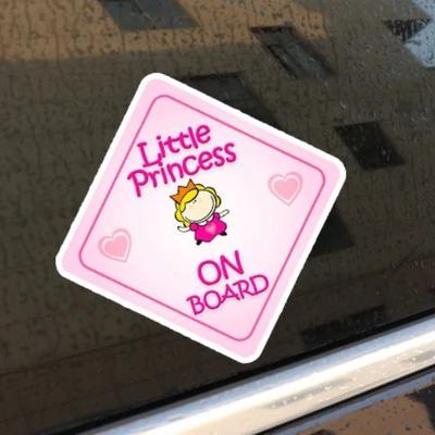 Samolepka na auto BABY Malá princezna na palubě Růžová vodotěsná PVC samolepka Bezpečnostní výstražná cedule pro vozidla na okno auta