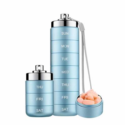 Waterproof Weekly Pill Case High Capacity Aluminum Alloy Medicine Storage Box Moisture Proof 7-Day Pill Box Daily Medicine