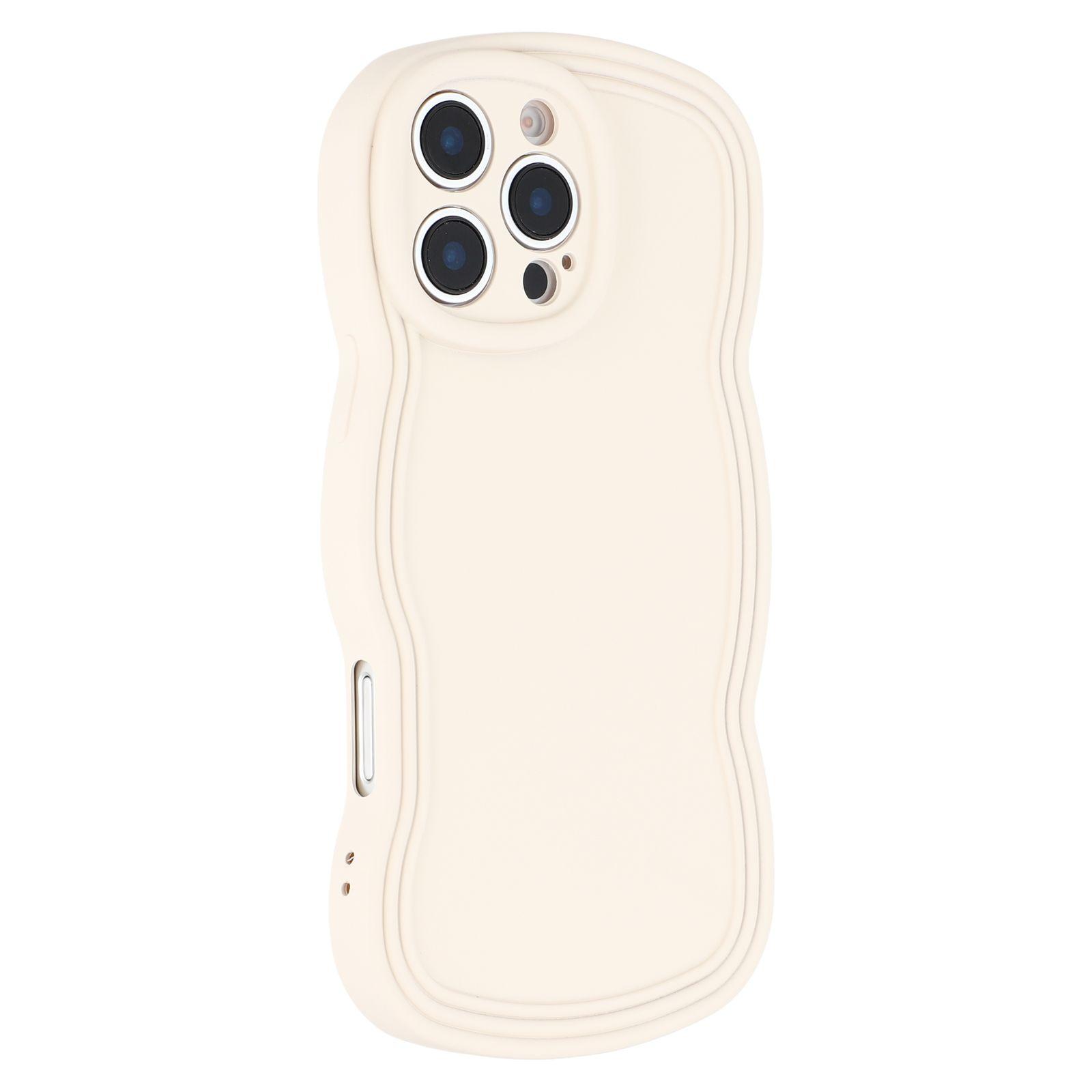 

For iPhone 16 Pro Case Rubberized Protective TPU Phone Cover Curly Wave Frame White