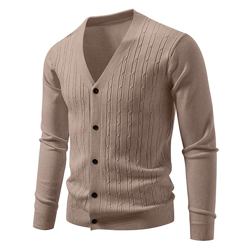 Spring Autumn Korean Style Men's Knit Cardigan Fashion V-Neck Sweatercoat Men Casual Knitwear