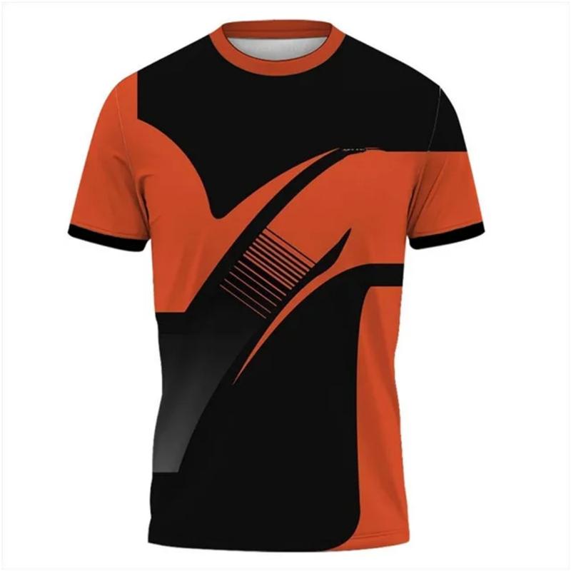 Modne Szybkoschnące Koszulki Sportowe Dla Mężczyzn Letni Trend Okrągły Dekolt Koszulki z Nadrukiem 3D Luźne Oddychające Fitness Bieganie Tenis Top