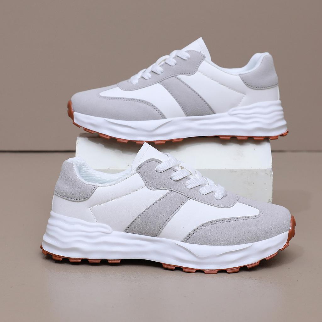 Fashion New Casual Sneakers Women Suede Leather Patchwork Mixed Colors Lace-Up Round Toe Platform Shoes Lady Flats Handmade