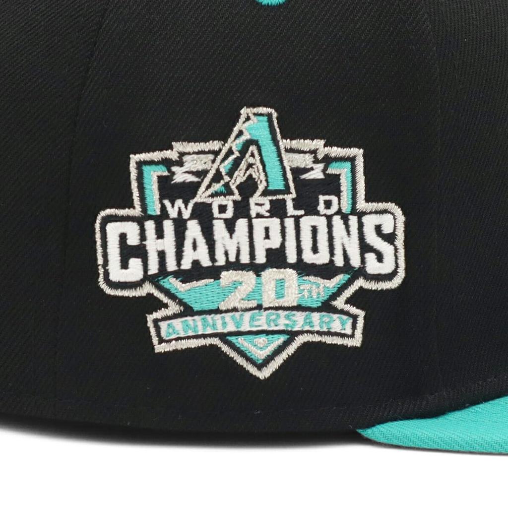 New Era 59FIFTY Cap MLB Arizona ARI 7 Side Under ONSPOTZ and 5950 Side Flat Cap (14562016, NER35C0391), Diamondbacks, Black/Teal, Black, Patch, 2-Tone