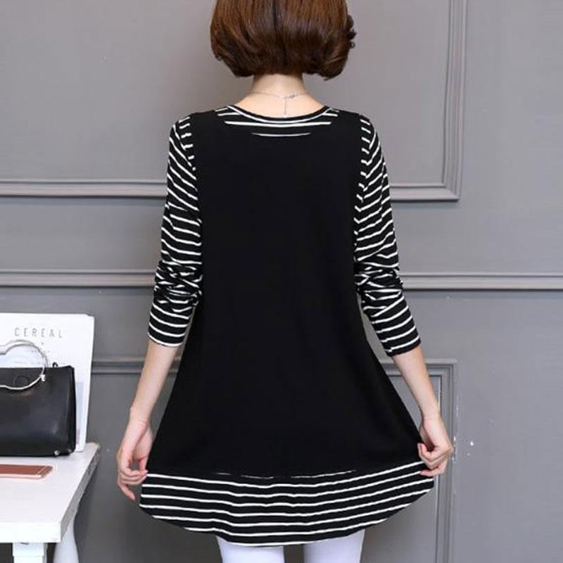 2025 Stilvolle Fake Zweiteiler Gestreifte Pullover Lässig Patchwork Damenbekleidung Koreanisch Locker Frühling Herbst Langarm T-Shirt