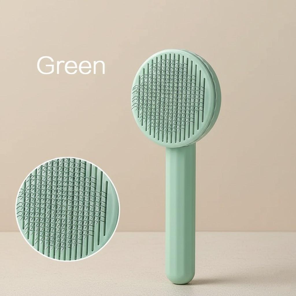 

Pet Comb De-shedding Self-Cleaning Dog Cat Massage Wire Brush Hair Removal Tool for Pet Grooming зелёный