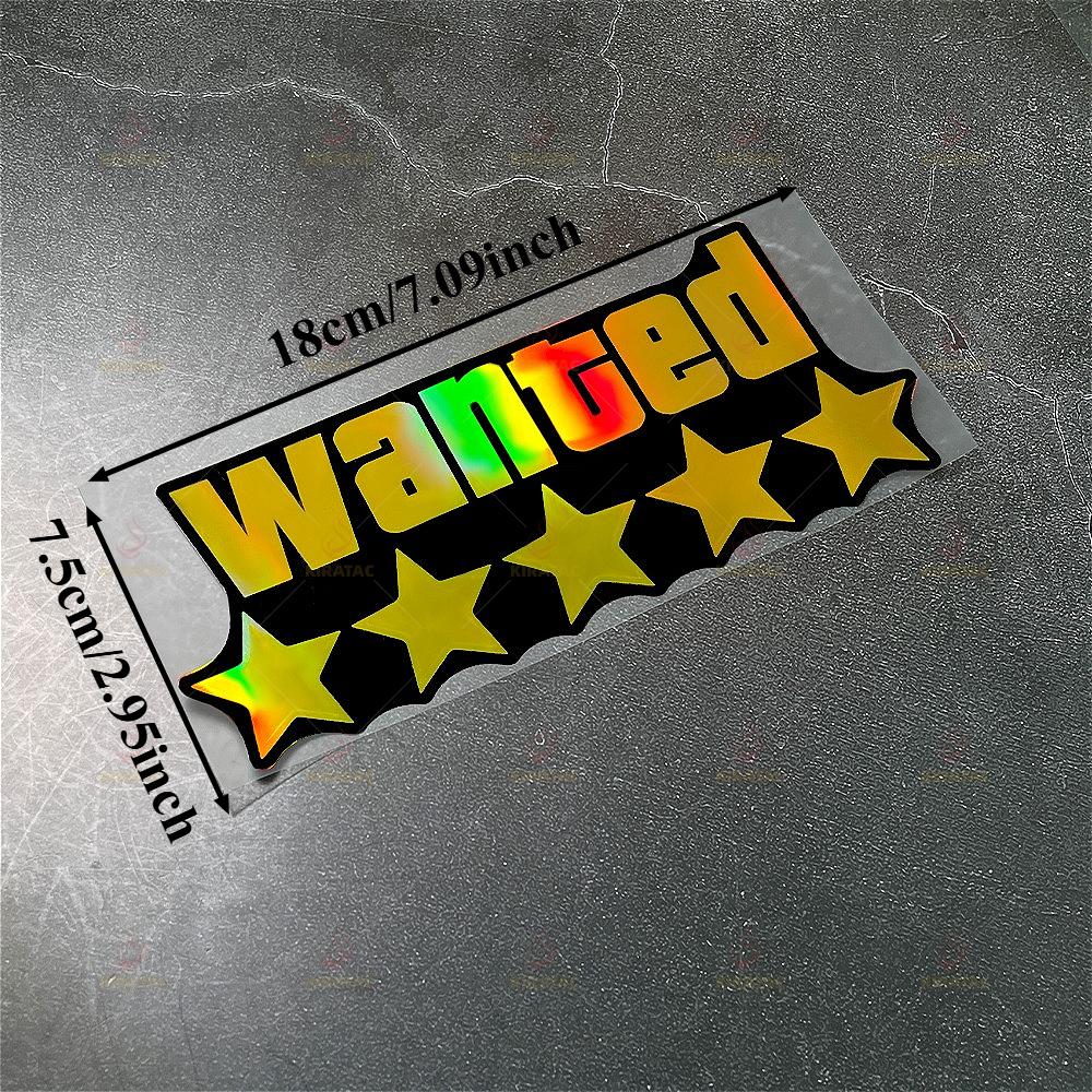 Gold WANTED Motorcycle Sticker for Motorcycle Fuel Tank Tailbox Fairing Car Trunk Scooters Waterproof Universal Vinyl Decals