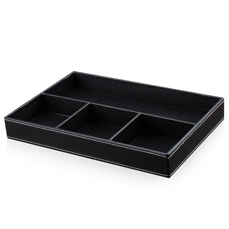 Organisateur de Tiroir de Bureau à 4 Compartiments, Organisateur de Rangement de Tiroir en Cuir PU, Séparateur pour Fournitures de Bureau, Collection Valeur et Accesso