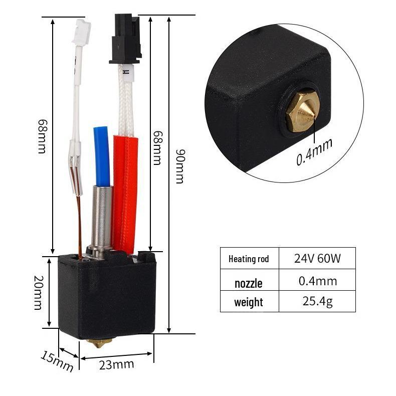 Anycubic Kobra 2 3D-Drucker-Extruder-Hot-End-Kit 24 V 60 W Hochtemperaturbeständiger Druckkopf