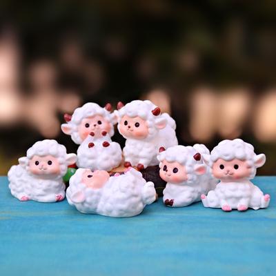 Miniature Fairy Garden Accessories Cute Sheep Lamb Ornament Statue Figurines Home Garden Landscape Dollhouse Terrarium Decor
