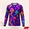 Trippy Psychedelic Mushroom Galaxy Pattern Long Sleeve T Shirt Men 3d Print Colorful Graphic Top Harajuku Street Casual New Tee